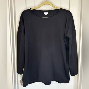 Cuyana Black Long Sleeve Oversized Boatneck Top XS/S